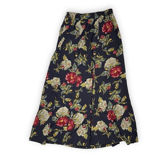 Vintage Susan Bristol Navy and Red Floral Maxi/Midi Skirt - Picture 8 of 8